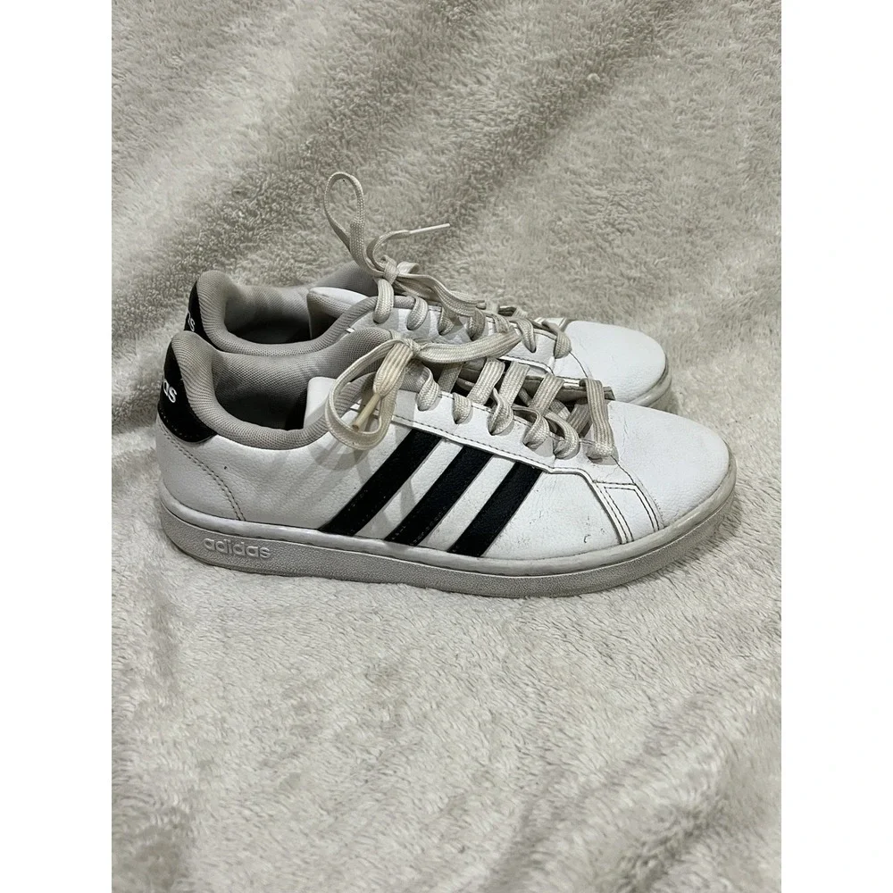 Adidas‎ Grand Court Sneakers White with Black Stripes, Women Size 7 Shoes 28Y001